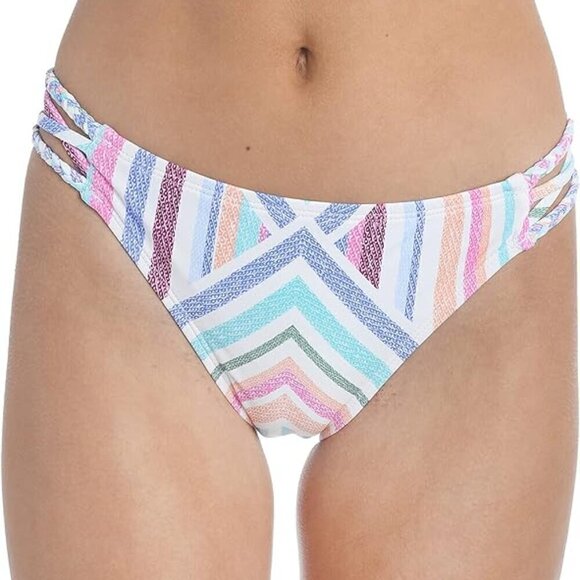 Hobie Side Strappy Hipster Bikini Bottom Swimsuit Colorful Stripes Size XL NWT - Picture 1 of 5